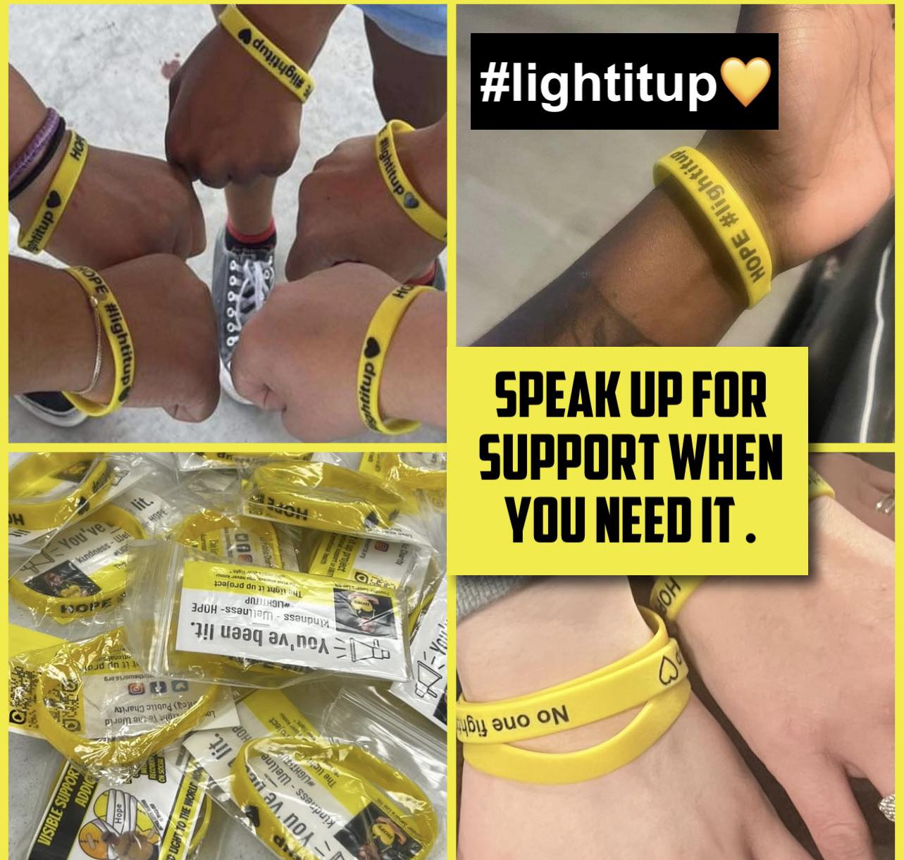 2 Yellow & Black Campaign wrist bands